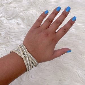 NWT Ivory Rhinestone Corded Bracelet